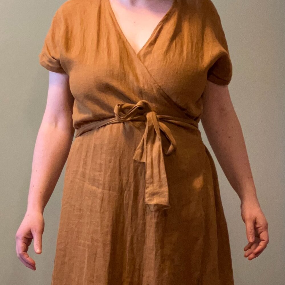 Vikolino Linen Wrap Dress One Size Rust